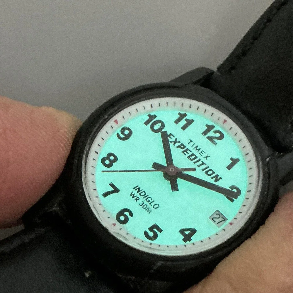 Vtg1995 Timex Expedition Indiglo Womens Watch 25mm White Dial Date New Battery